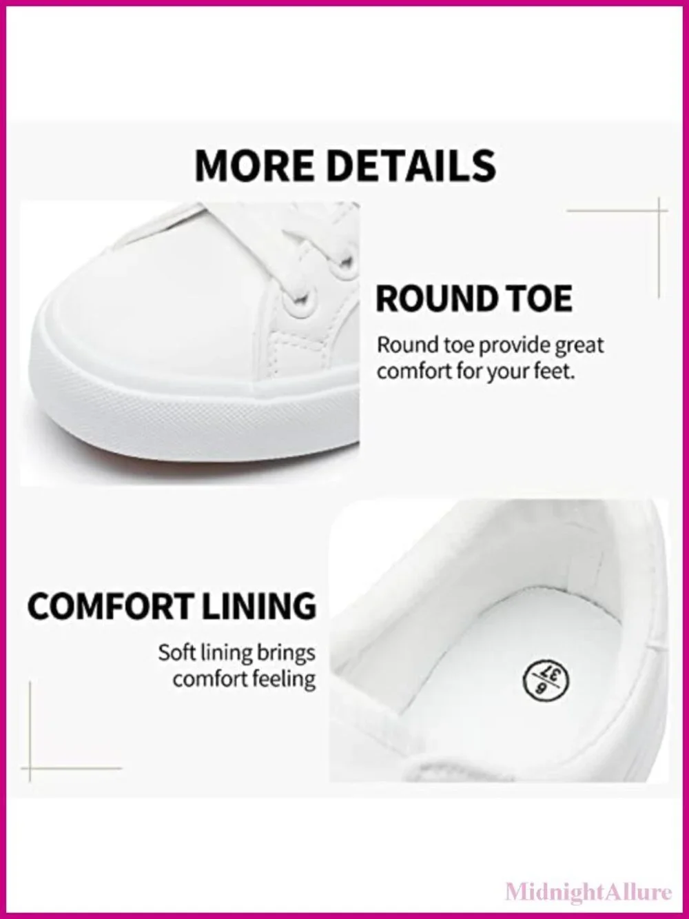 Women's White Tennis Shoes PU Leather Casual Sneakers Slip Resistant